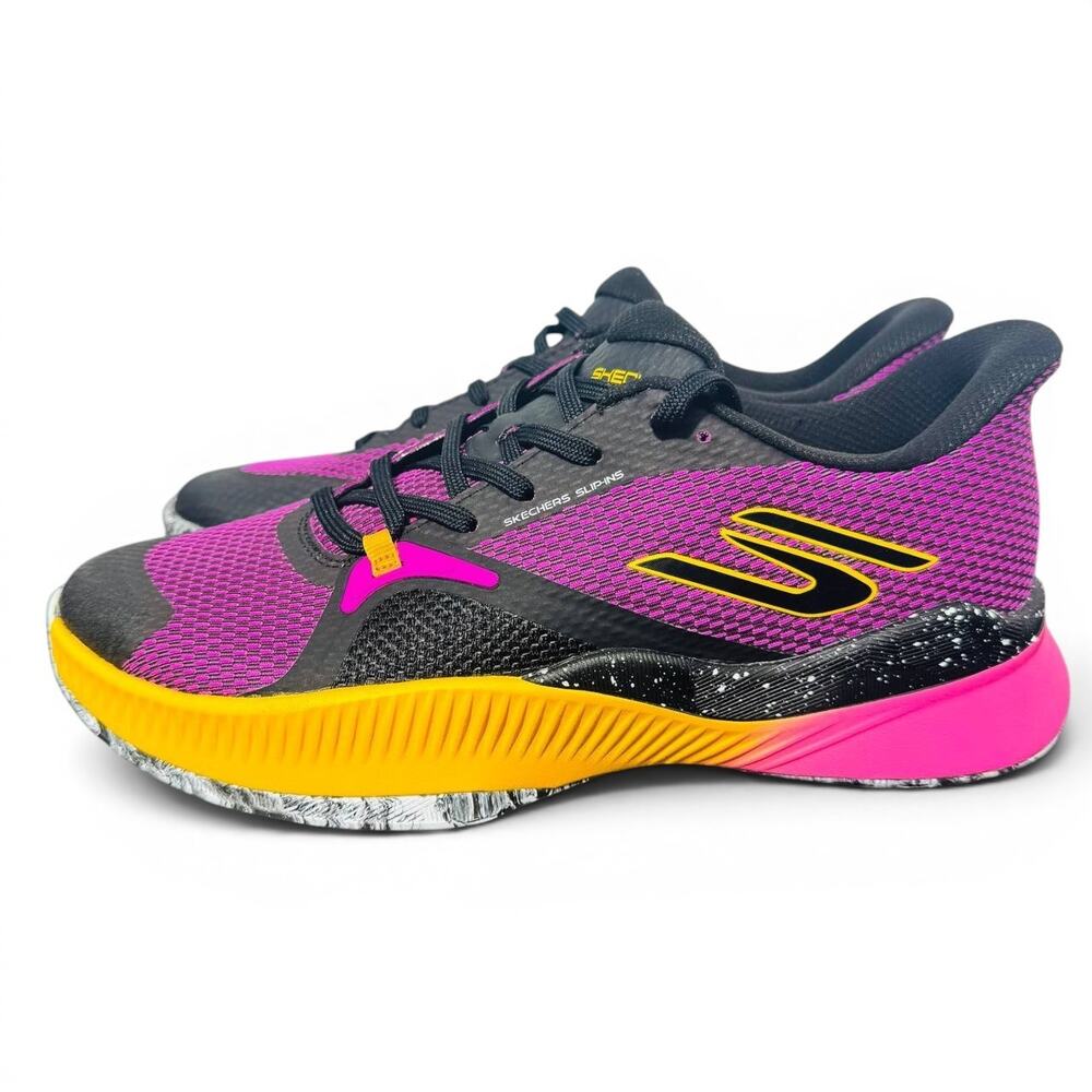 Skechers Slip-Ins Tennis Shoes Black Pink Yellow Mens Size 10 New Without Box